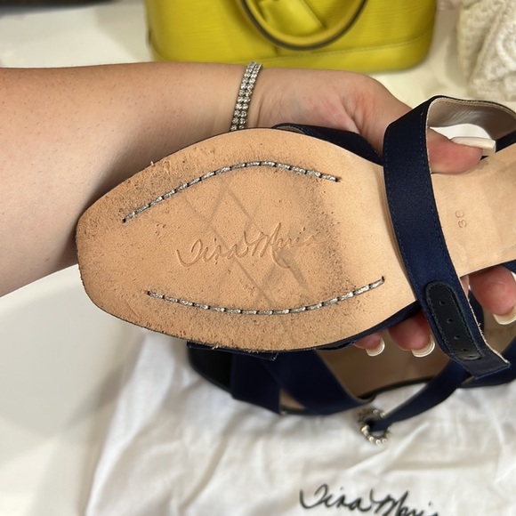 NEW Navy Tina Marie Block Heel Sandals - Picture 13 of 15